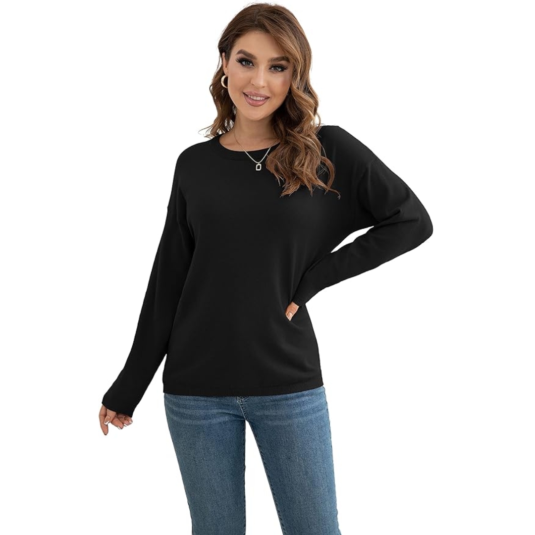 VIISHOW Women’s Pullover Sweaters Long Sleeve Print Knitted Crew Neck Sweater Tops（A Little Run Big)